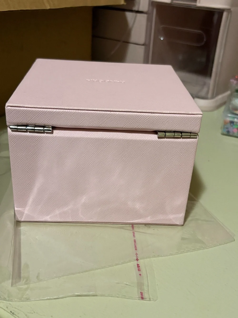 Pandora Pink Jewelry Box with Mirror and Gray Interior